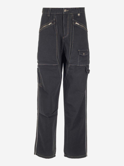Isabel Marant Paciane Wide-leg Cargo Jeans In Black