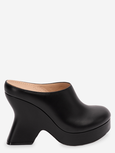 Loewe Terra 100 Leather Platform Clogs In Black