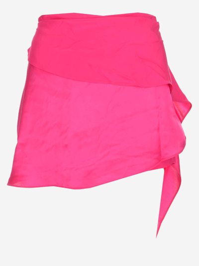 Gauge81 Drape-detail Satin-finish Skirt In Pink