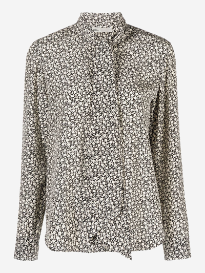 Tory Burch Ditsy Floral Bow Blouse In Black