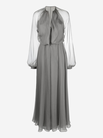 Giorgio Armani Long Dress In Silk In Multicolor