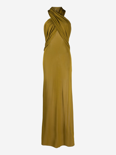 Saint Laurent Hooded Maxi Dress In Gold