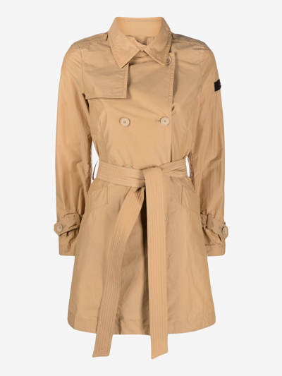 Peuterey Double-breasted Belted Trench Coat In Beige