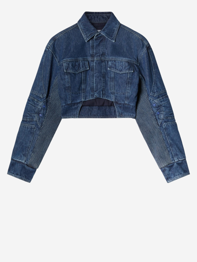 Off-white Cut-out Motorcycle Denim Jacket In Blue