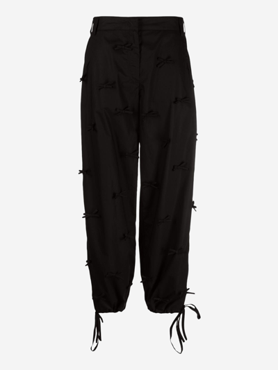 Msgm Wide-leg Cotton Trousers In Black