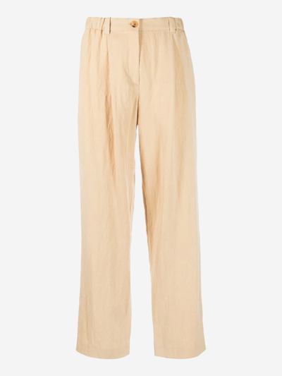 Kenzo Wide-leg Cotton Trousers In Beige