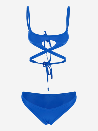 Attico Cut-out Wraparound Bikini In Blue