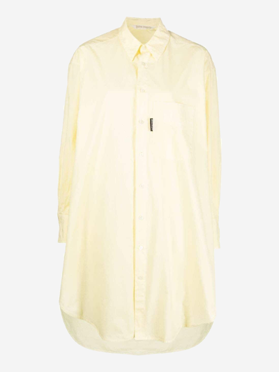 Palm Angels Long-sleeves Shirt Dress In Yellow