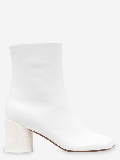 Mm6 Maison Margiela Woman Ankle Boots White Size 10 Soft Leather