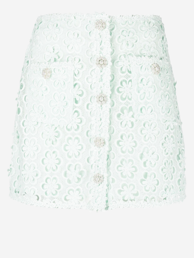 Self-portrait Daisy Guipure Mini Skirts Light Blue