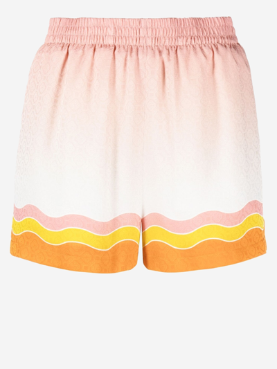 Casablanca Wave-print Silk Shorts In Multicolor