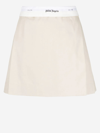 Palm Angels Reverse Waistband Pleated Miniskirt In White