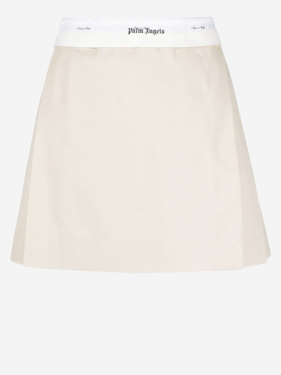 Palm Angels Reverse Waistband Pleated Miniskirt In Nude & Neutrals