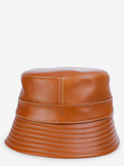 Loro Piana Mina Leather Bucket Hat In L08p Warm Tan