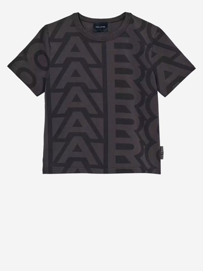 Marc Jacobs Monogram-pattern Cropped T-shirt In Black