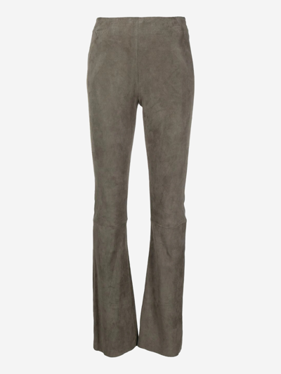 Drome Flared Suede Trousers In Green