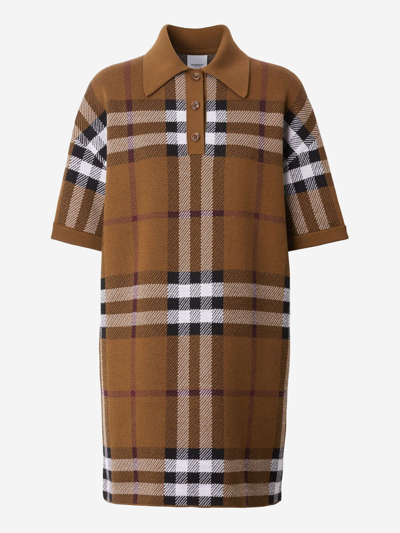 Burberry Carmella Knit Polo Dress In Brown