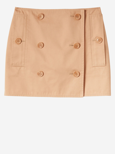 Burberry Button Cotton Skirt In Pink