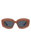 Loewe Rectangle Frame Sunglasses In Red Smoke