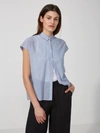 Frank + Oak Sleeveless Cotton-Voile Kimono Shirt in Light Blue,96242
