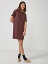 Frank + Oak Striped Linen Blend T-Shirt Dress in Dark Saphire and Red,101152