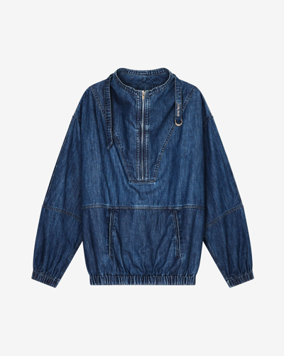 Isabel Marant Clode Cotton Top In Blue