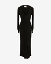 Isabel Marant Black Longsleeve V-neck Midi Dress In Black