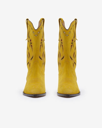 Isabel Marant Duerto Suede Cowboy Boots In Yellow