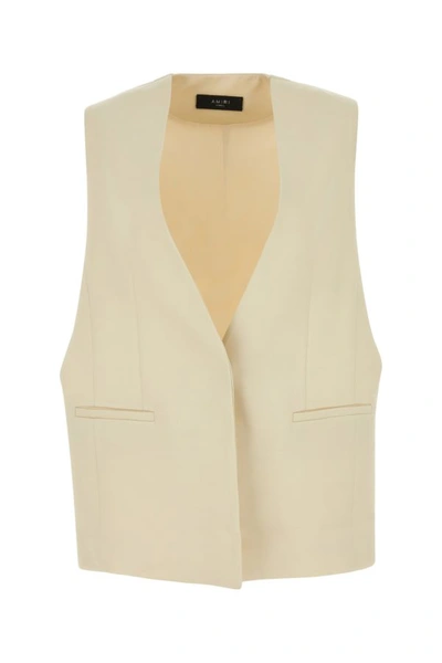 Amiri Till Collarless Waistcoat In Cream