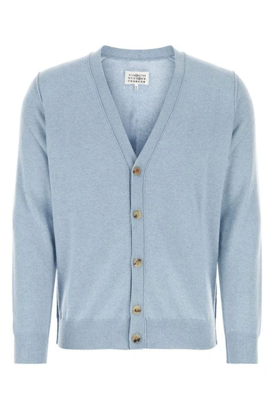 MAISON MARGIELA MAISON MARGIELA MAN PASTEL LIGHT BLUE CASHMERE CARDIGAN