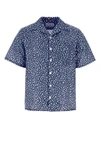 Prada Blue Printed Poplin Shirt In Multicolor
