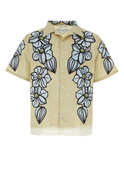 Prada Short-sleeved Printed Cotton Shirt In Multicolor