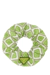Prada Geometric Twill Twist Scrunchie In Multicolor