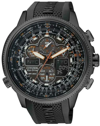 Pre-owned Citizen - Jy8035-04e - Eco Drive Promaster Navihawk Chrono Atomic Mens Watch