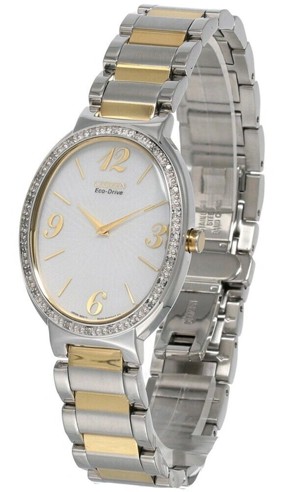 Pre-owned Citizen Eco-drive Diamond Accent Bezel Two Tone Women's Watch Ex1224-58a