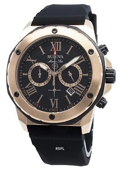 Pre-owned Bulova Marine Star Black Dial Rubber Band 98b104 Chronograph Quartz Men's Watch