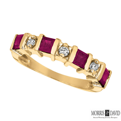 Pre-owned Morris 0.87 Carat Natural Ruby And Diamond Ring Band 14k Yellow Gold