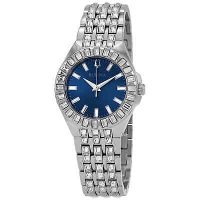 Pre-owned Bulova Crystal Quartz Blue Dial Ladies Watch 96l290