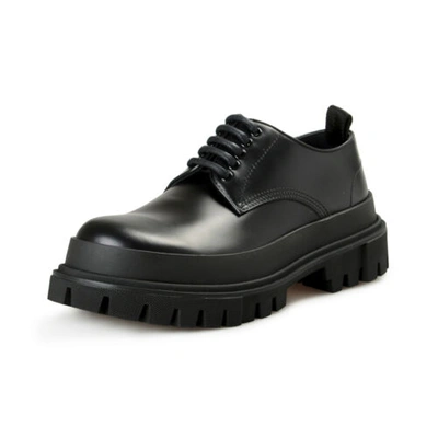 Pre-owned Dolce & Gabbana Men's "hi Trekking" Black Leather Derby Shoes