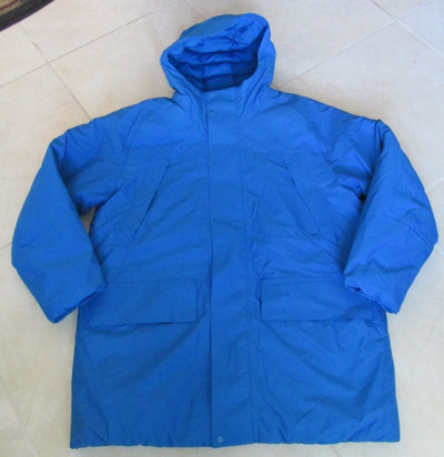Pre-owned Lacoste Long Hood Water-repellent Quilted Down Parka Mens Xl Blue $498.