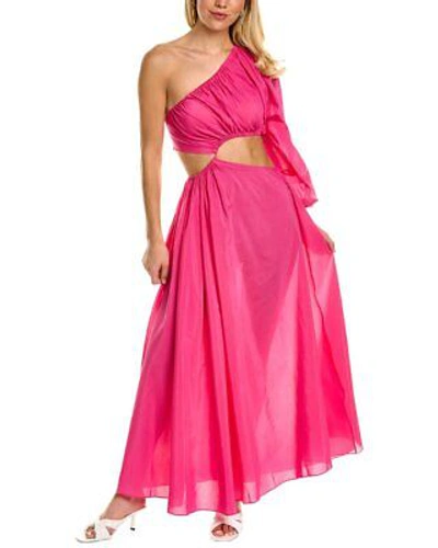 Pre-owned Matteau One-shoulder Silk-blend Maxi Dress Women's In Pink