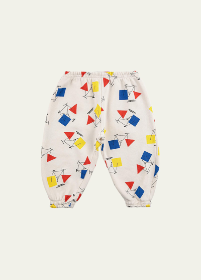 Bobo Choses Kid's Crazy Bicy Bicycle-print Joggers In White