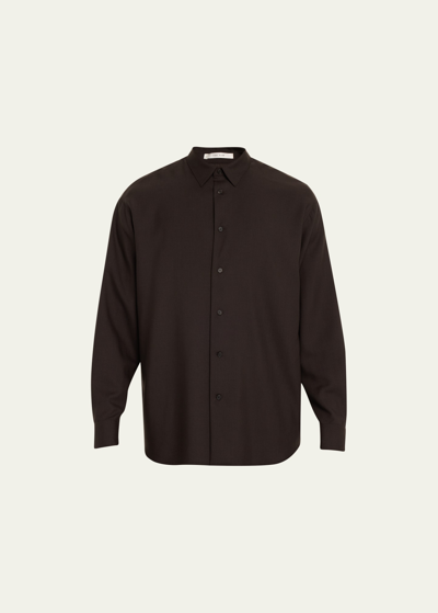 The Row Men's Giorgio Cashmere Dress Shirt In Chocolate