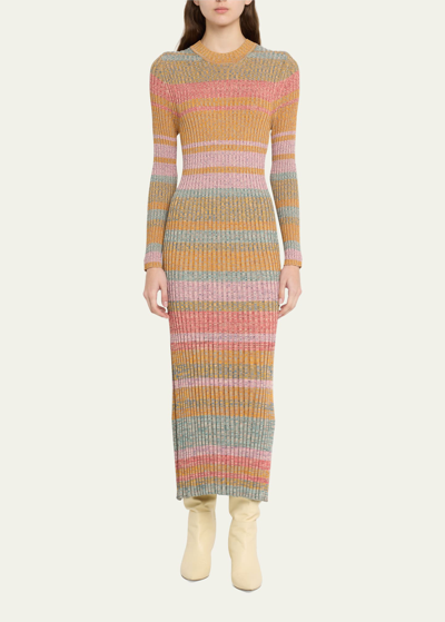 Zimmermann Luminosity Mouline Ribbed Knit Midi Sweater Dress In Multi