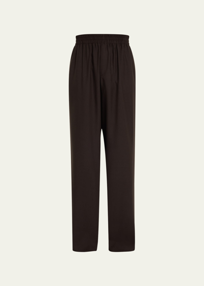 The Row Men's Davide Loose Cashmere Pull-on Pants In Chocolate