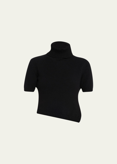 The Row Dria Cashmere-blend Turtleneck Knit Top In Black