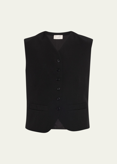 The Row Vegas Wool-twill Vest In Black