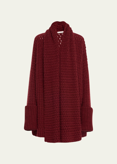 The Row Dintia Cashmere Open-knit Cardigan In Red