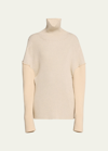 The Row Dua Colorblock Cashmere Sweater In Porcelain/clay