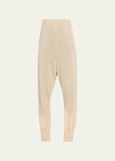 The Row Dalbero Drop-crotch Linen-silk Jogger Pants In Ivory